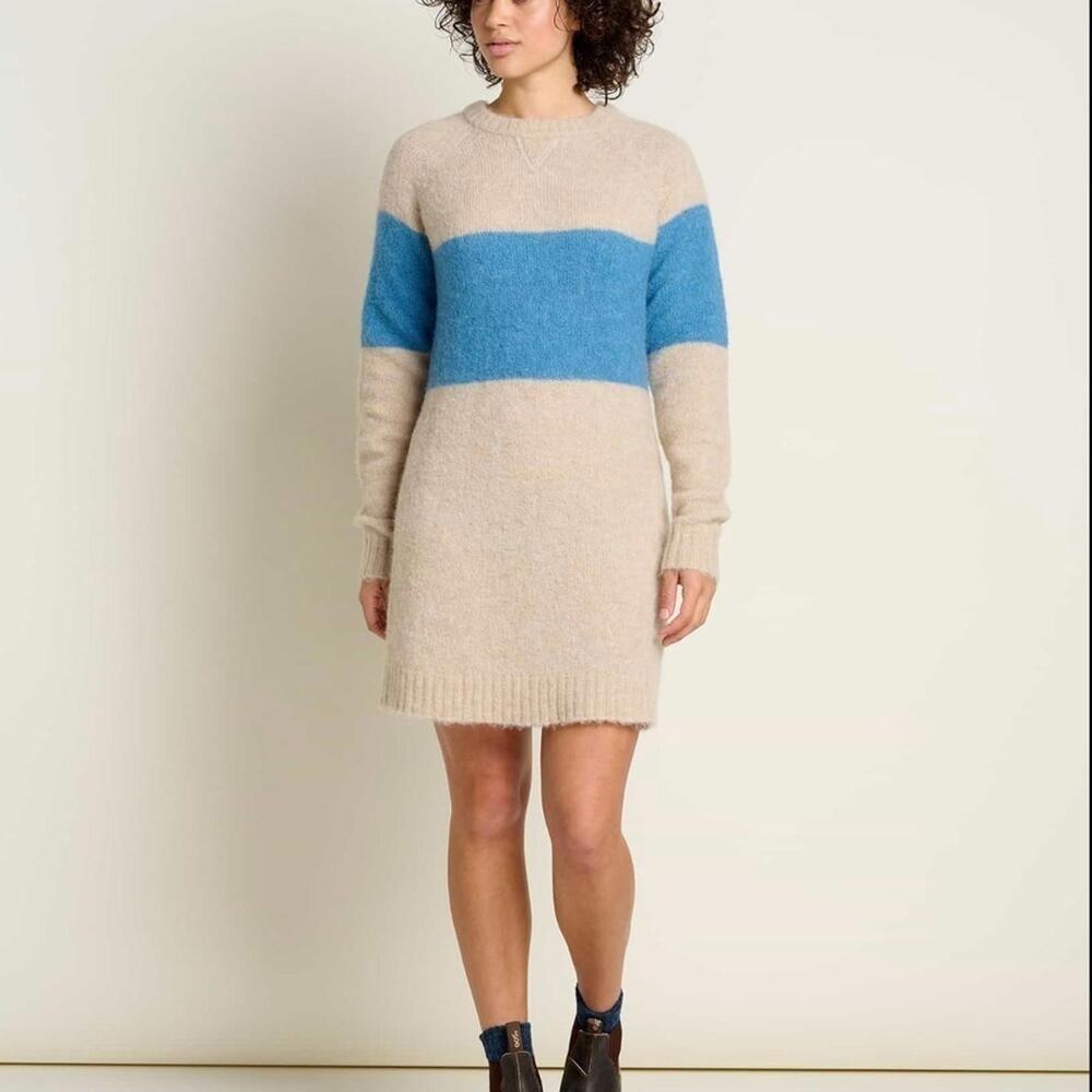 NWT Toad&Co S Toddy Super Soft Alpaca & Merino Wool Crew Sweater Dress Glacier - Picture 2 of 5